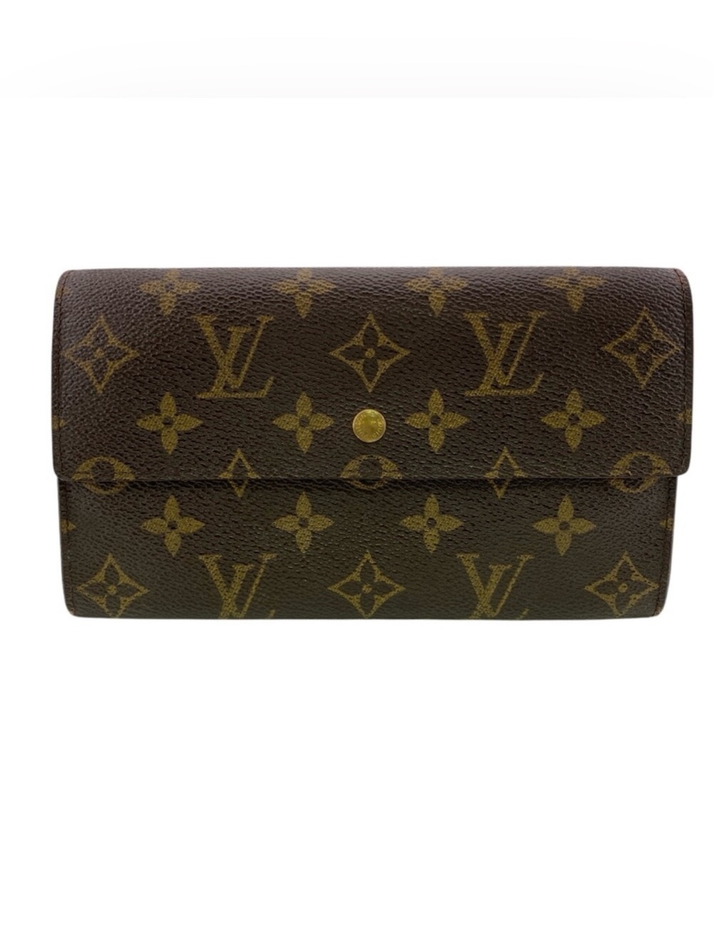 Louis Vuitton Monogram Canvas Brown and Gold Button Wallet